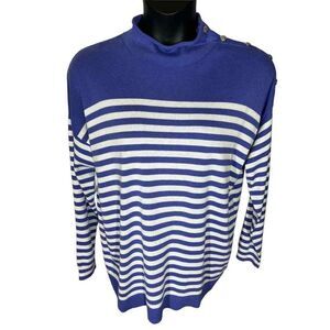 Lauren Ralph Lauren Purple & White Striped Mock Neck Sweater Women’s Size XL